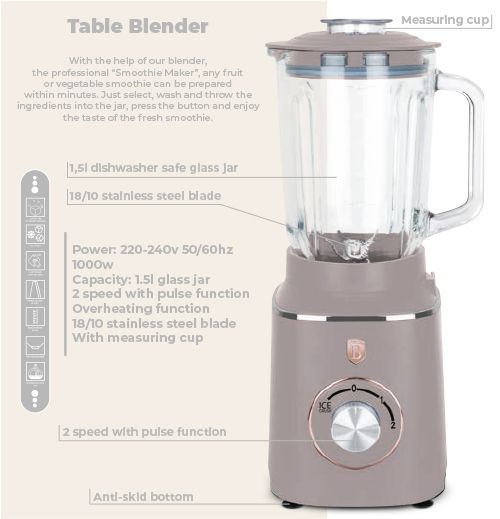 Berlinger Haus 1.5L Glass Blender – Powerful & Practical