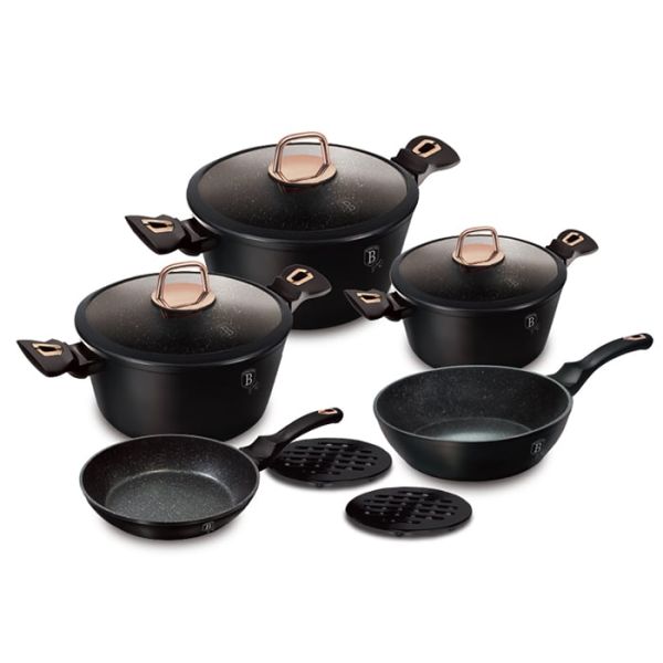 طقم طناجر 10 قطع من Berlinger Haus - بلاك-روز