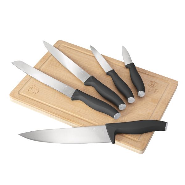 Berlinger Haus 6-Piece Knife Set with Cutting Board – Anthracite