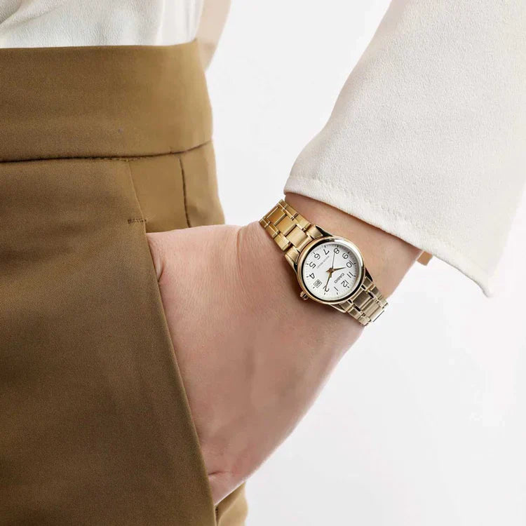 LTP-V002G-7B2 - CASIO Women's White Dial Gold Plated