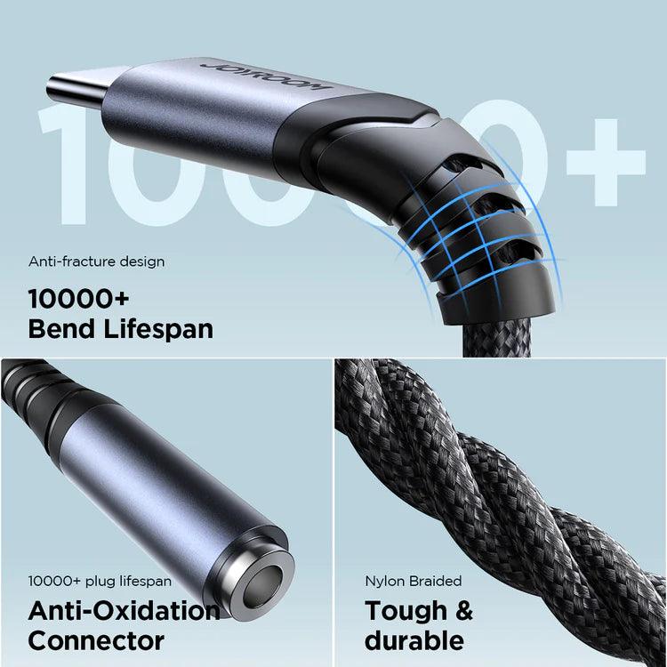 محول صوت من جوي روم تايب سي إلى 3.5 ملم صوت نقي ومتين - أسود