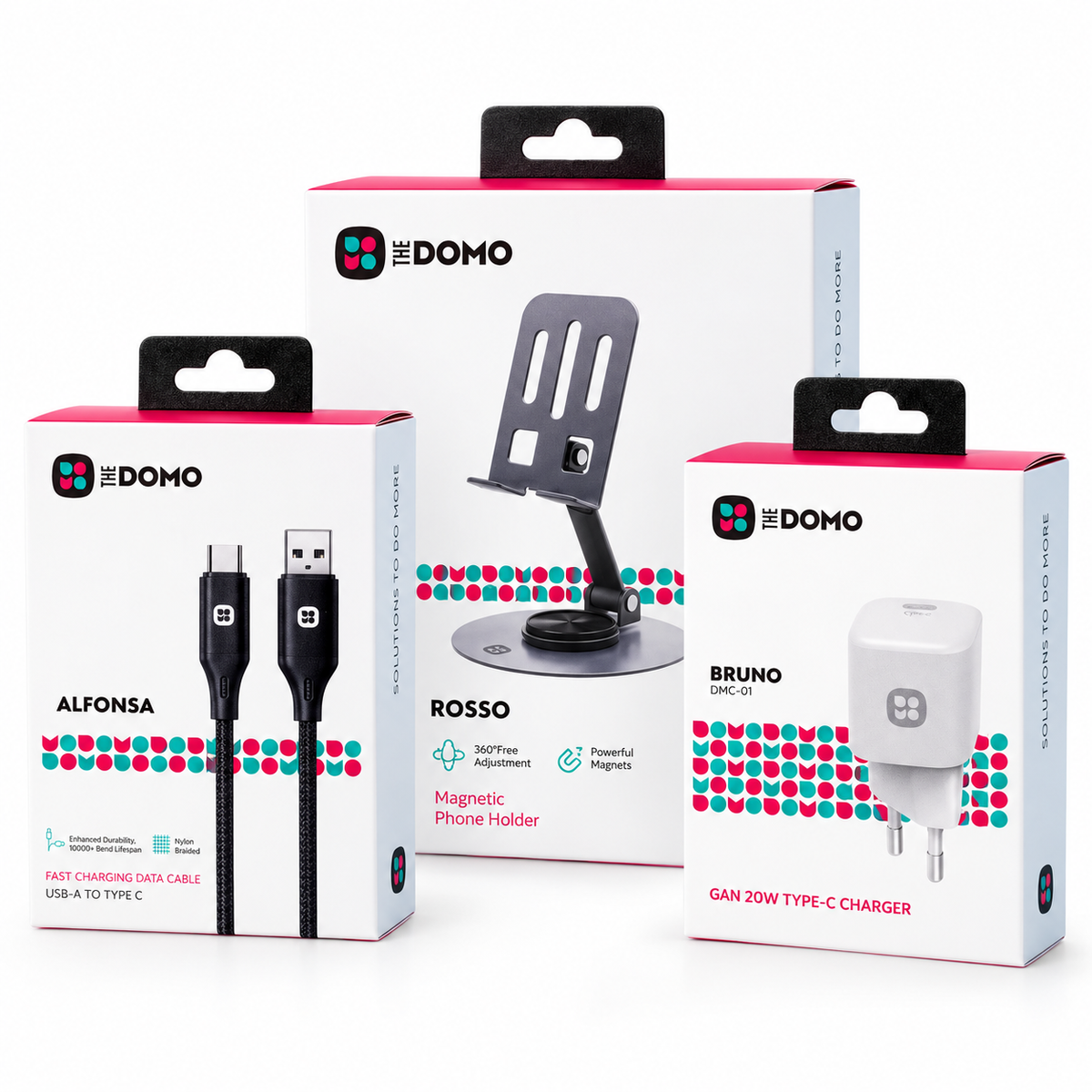 DOMO Bundle - Magnetic Holder + Nylon Cable + GAN 20W Charger