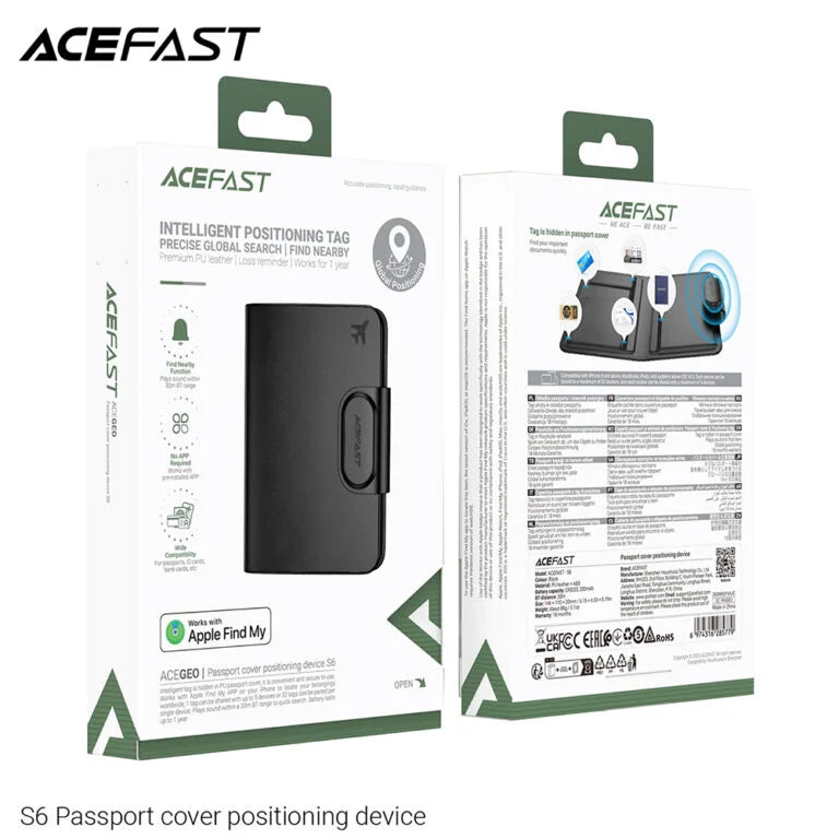 محفظة ذكية ACEFAST | متوافقة مع Apple Find My | جلد فاخر