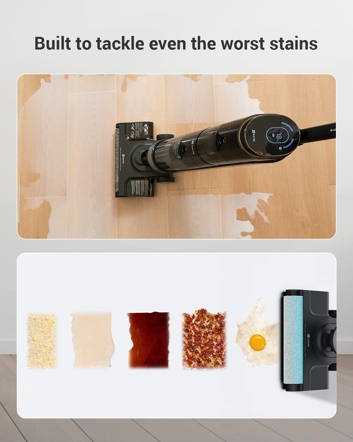 مكنسة كهربائية لاسلكية للرطب والجاف، كنس وممسحة، تنظيف ذاتي وتجفيف بالهواء من ايزفز