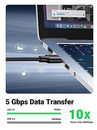 كابل تمديد يوجرين USB 3.0 ذكر إلى أنثى 1 متر (أسود)