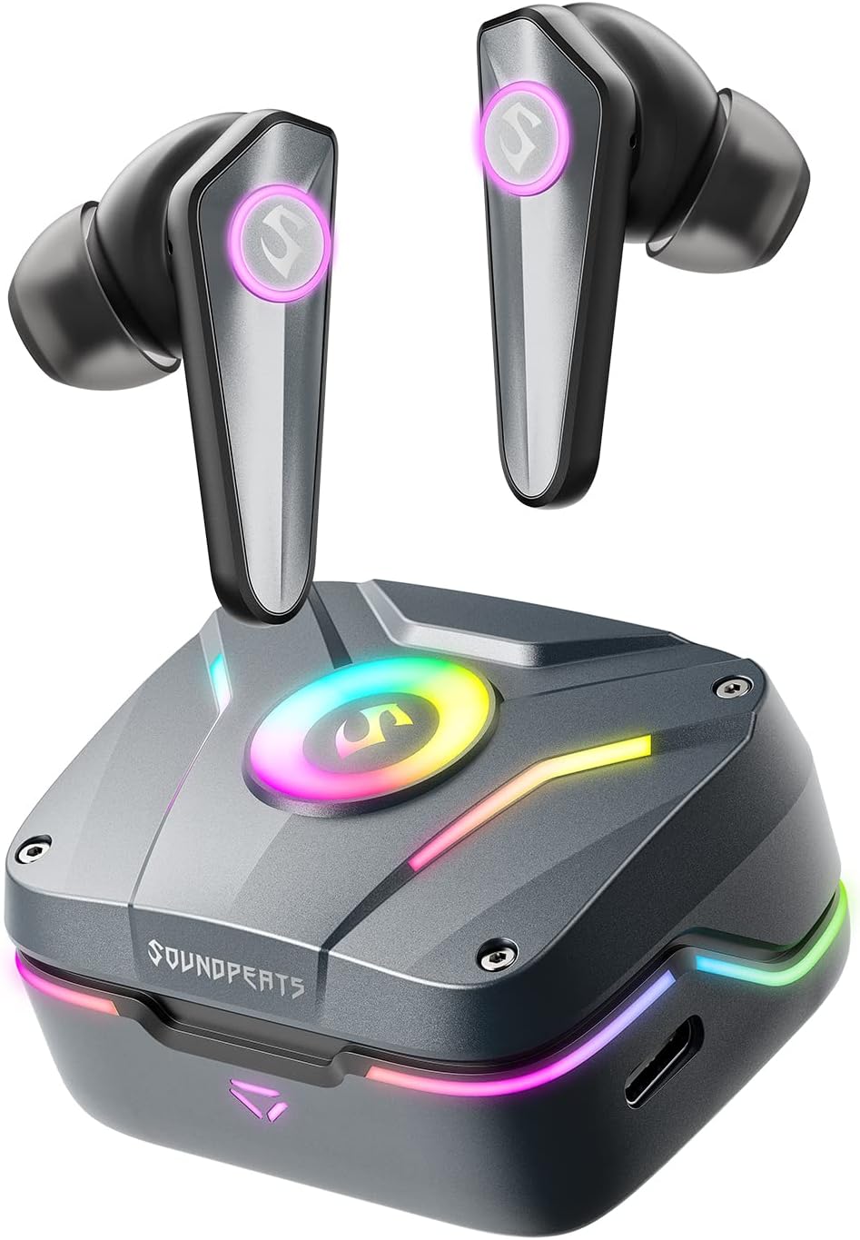 SoundPEATS CyberGear: بلوتوث 5.3، أضواء RGB، زمن انتقال منخفض، وقت تشغيل يصل إلى 26 ساعة - أسود