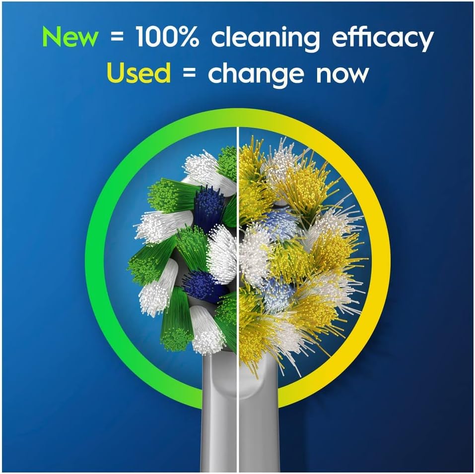 رأس فرشاة الأسنان الكهربائية أورال-بي كروس أكشن مع تقنية الكلين ماكسميسر عبوة من 4 قطع - أبيض