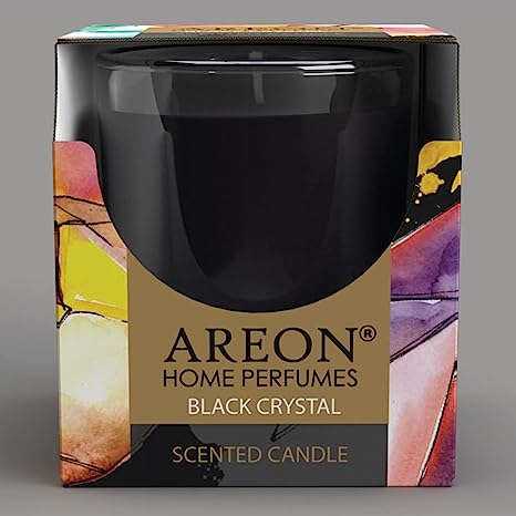 areon Wohlfühlhl - Scented Candle in Glass - Burn Time up to 25 Hours - Fragrance: Black Crystal