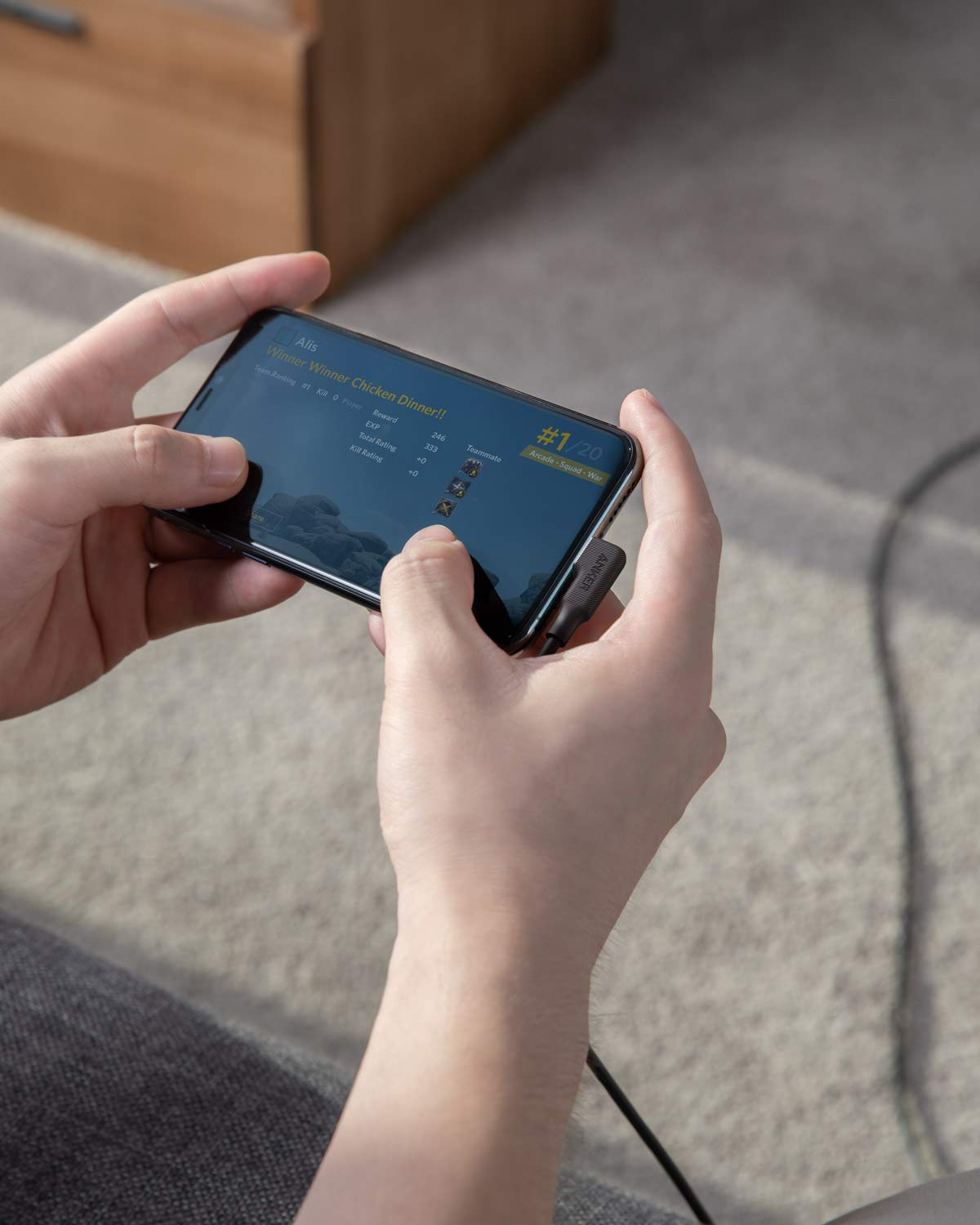 كابل Anker PowerLine C إلى Lightning بزاوية قائمة بطول 6 أقدام - أسود