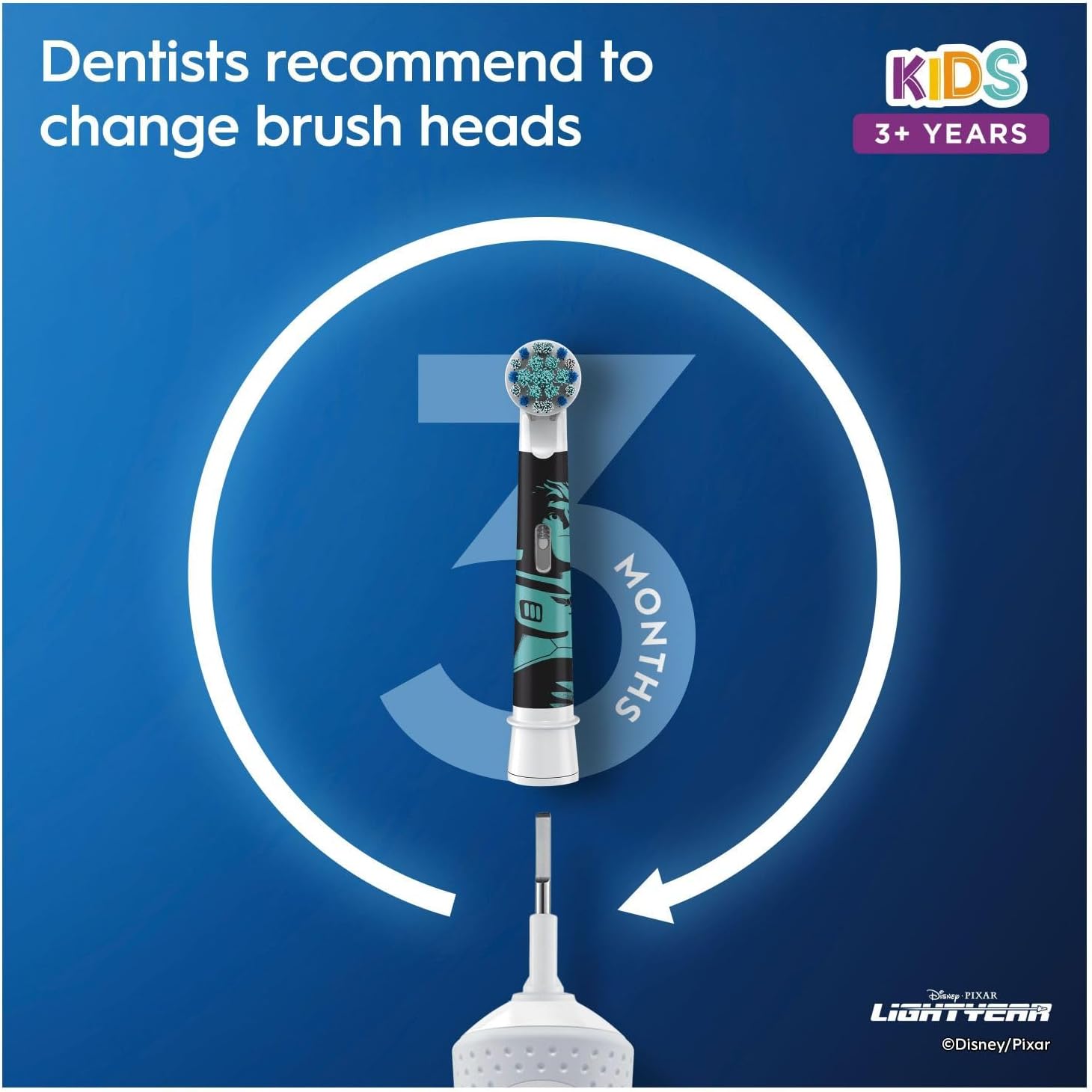 فرشاة أسنان أورال-بي الكهربائية القابلة لإعادة الشحن للأطفال من براون مع 4 ملصقات بطابع ديزني لايت يير وحقيبة سفر