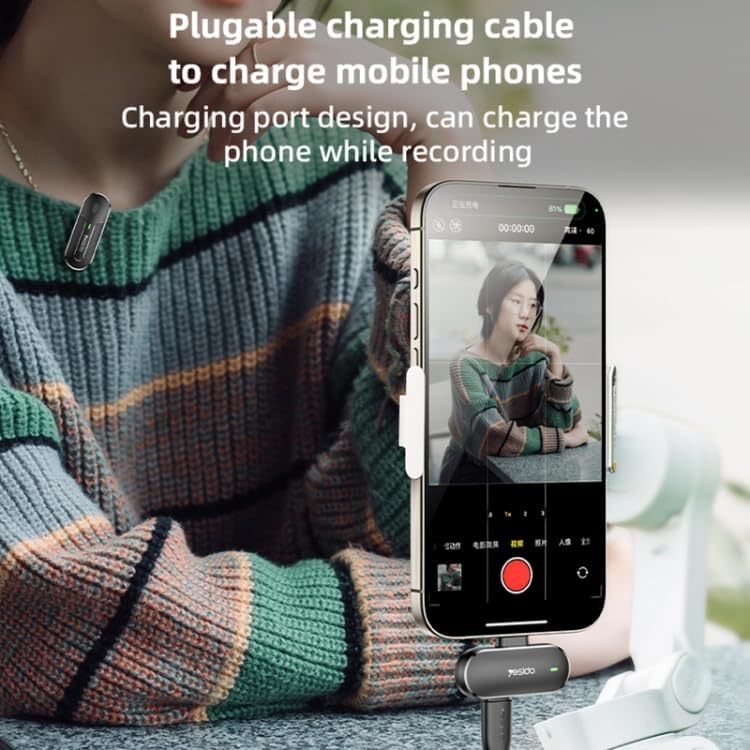 ميكروفون لافاليير لاسلكي 2 في 1 من YESIDO KR16 مزود بمنفذ Lightning