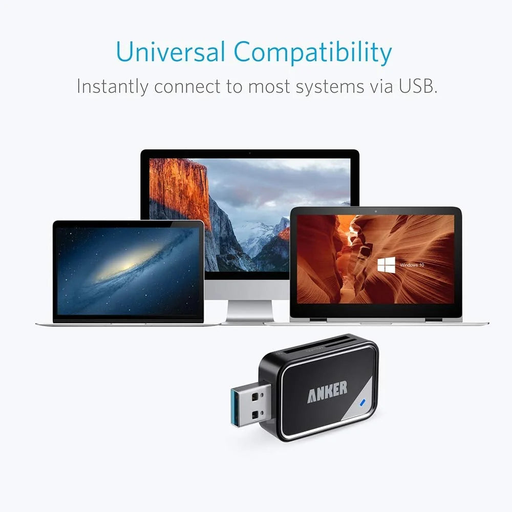 قارئ بطاقات محمول 2 في 1 3.0 من أنكر USB