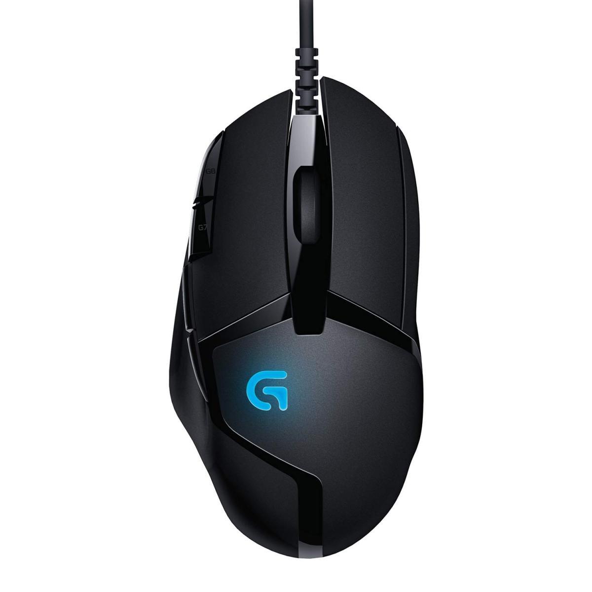 ماوس الألعاب Logitech G402 Hyperion Fury السلكي القابل للبرمجة مع 8 أزرار ومستشعر 4000 نقطة في البوصة وعالي الأداء FPS