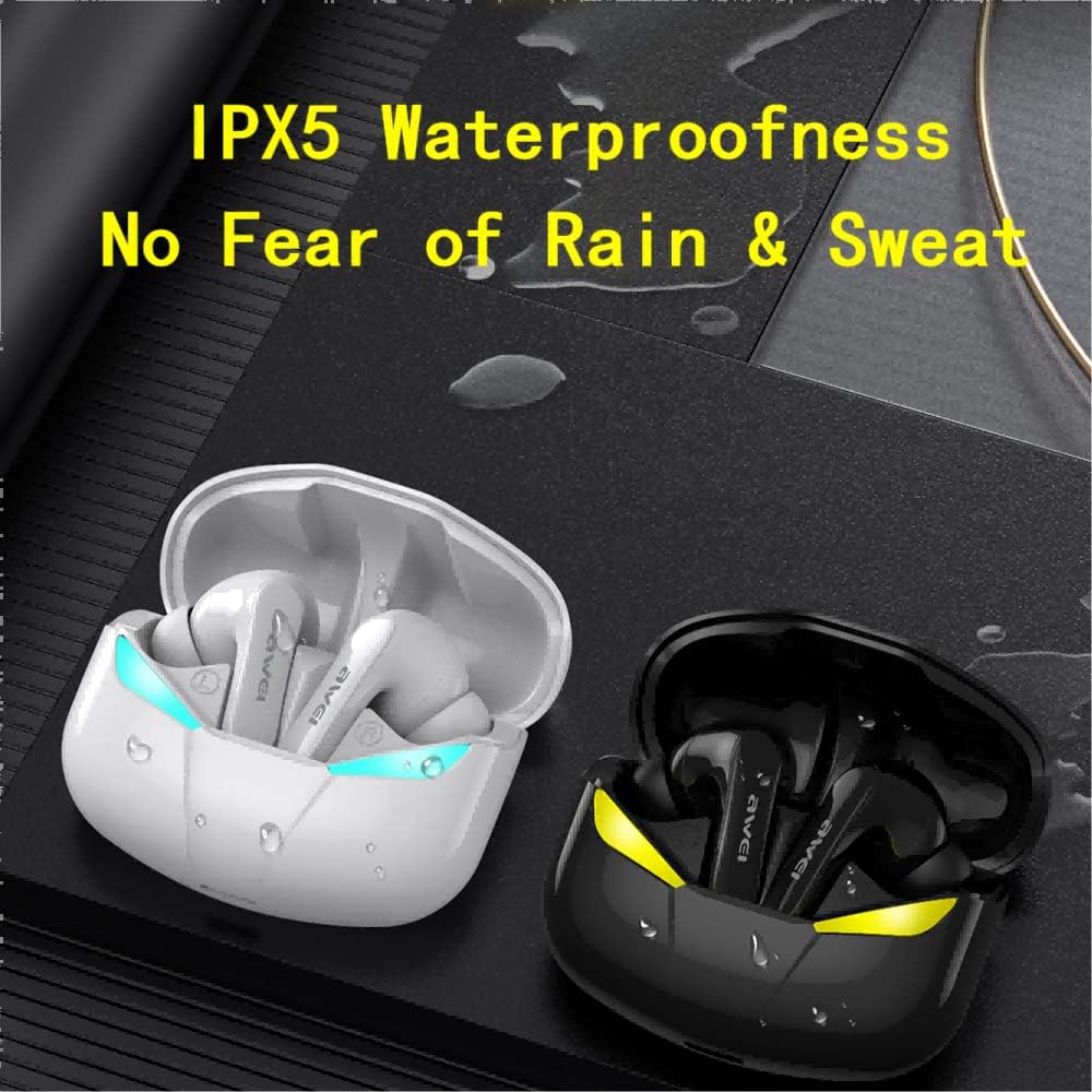 سماعات أذن AWEI للألعاب مع ميكروفون / سماعات رأس لاسلكية عالية الحساسية بتقنية البلوتوث مع الألعاب/الموسيقى - أسود