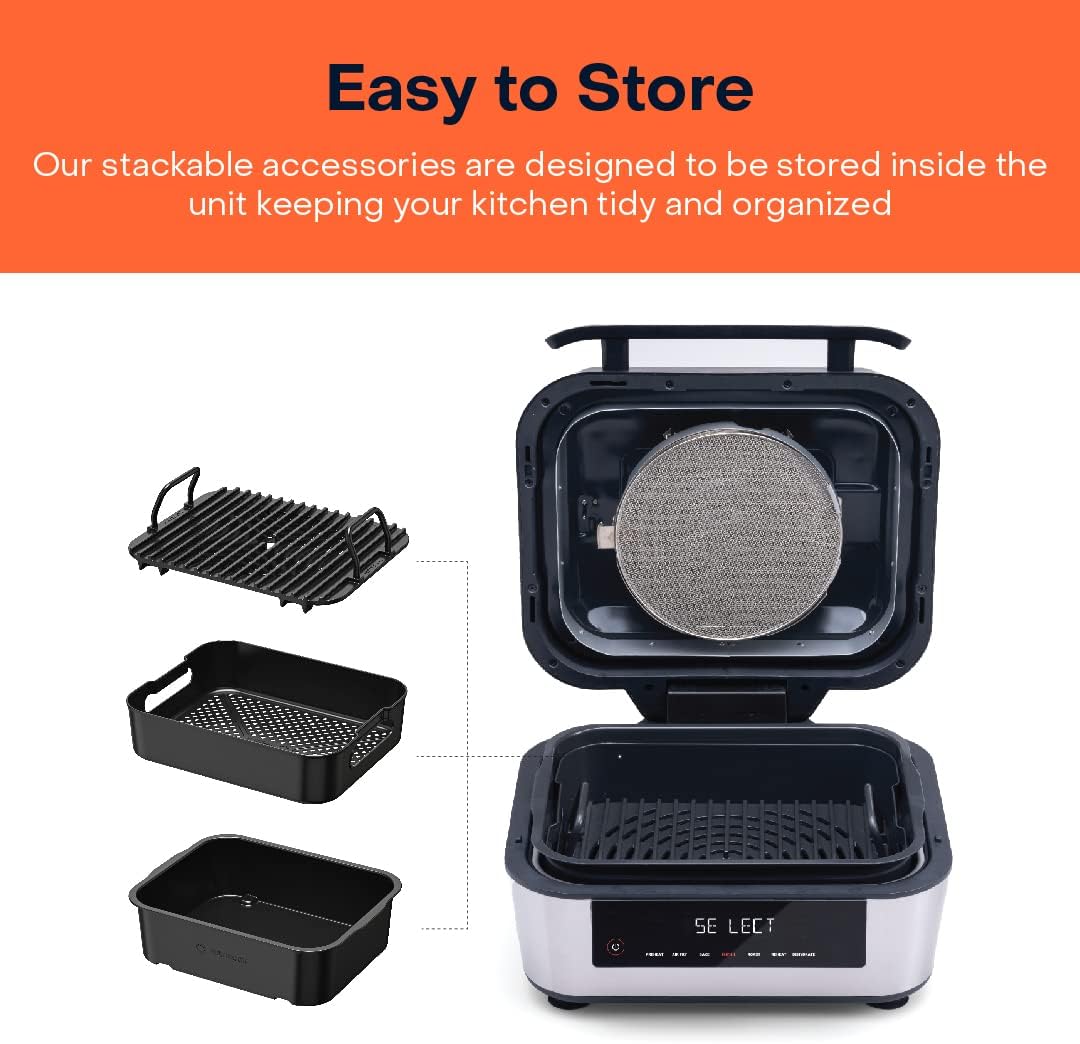 شواية كهربائية داخلية ذكية من Nutricook XL بسعة 8.5 لتر - أسود وفضي