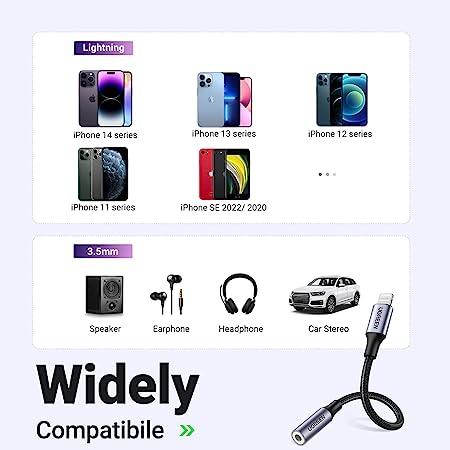 يوجرين كابل Lightning M/F، 10سم، غلاف الألومنيوم، مضفر