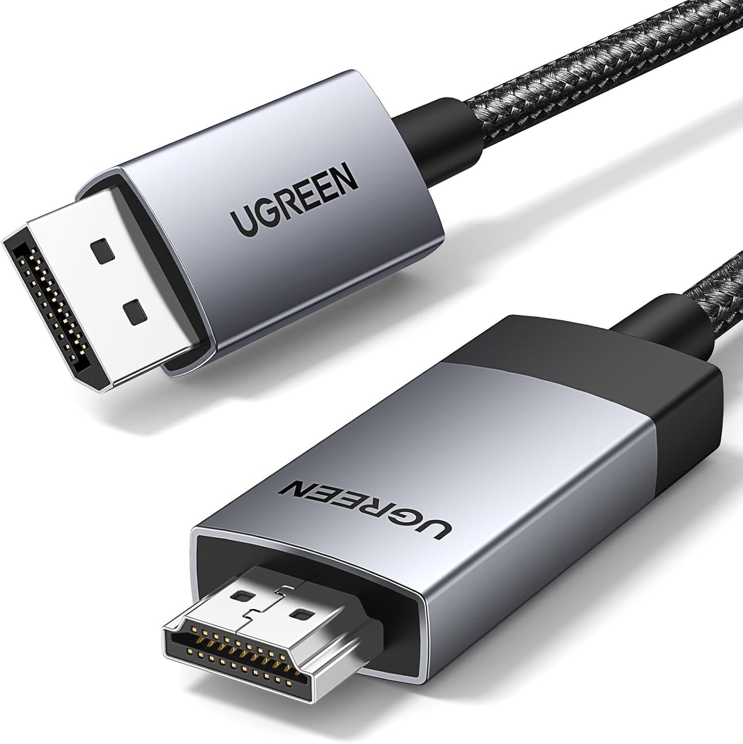 UGREEN 4K@60Hz DisplayPort to HDMI Cable HDR Active DP 1.2 to HDMI 2.0 Cord Aluminum Braided 6.6FT
