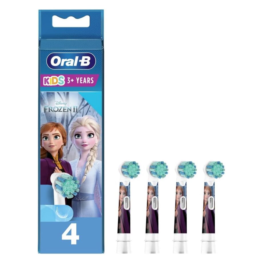 Oral-B Kids Electric Toothbrush Head with Frozen 2 Characters For Ages 3+ Pack of 4 Toothbrush Heads - White