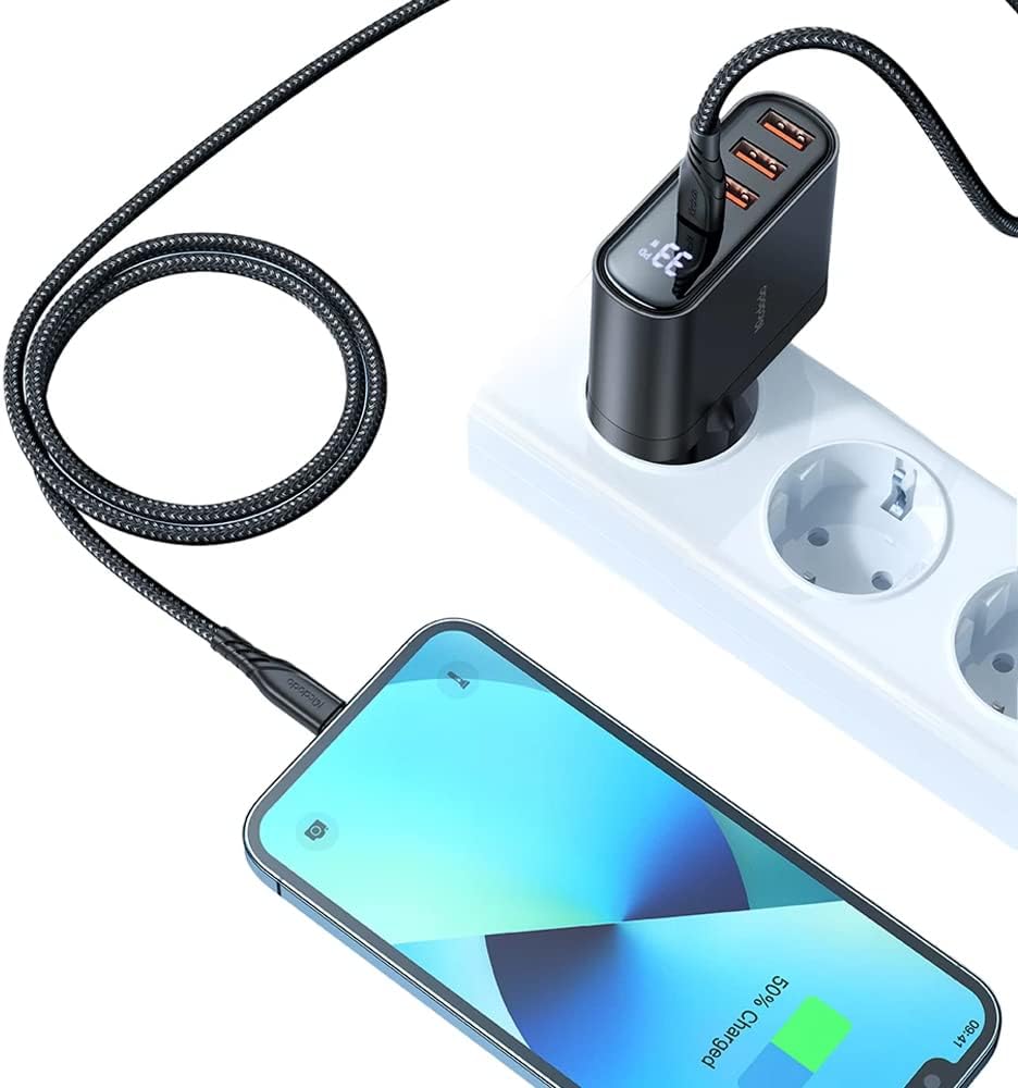 محول شاحن مكدودو بشاشة رقمية 33 وات - أسود