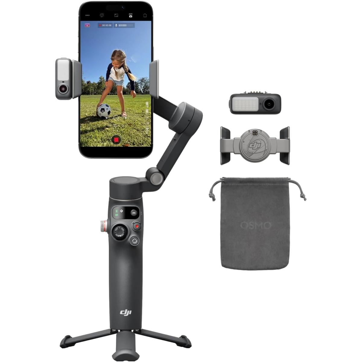 مثبت جيمبال DJI Osmo Mobile 8 للهواتف - تثبيت ثلاثي المحاور، دوران 360 درجة