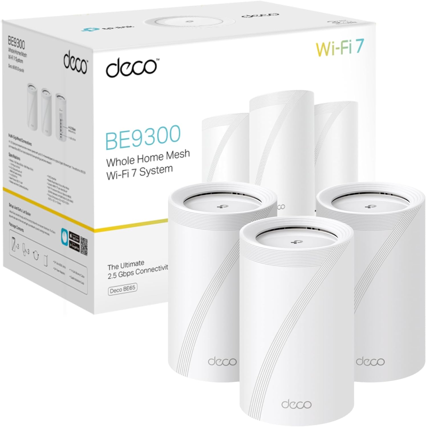 TP-Link Deco BE65 BE9300 Tri-Band Whole Home Mesh Wi-Fi 7 - White