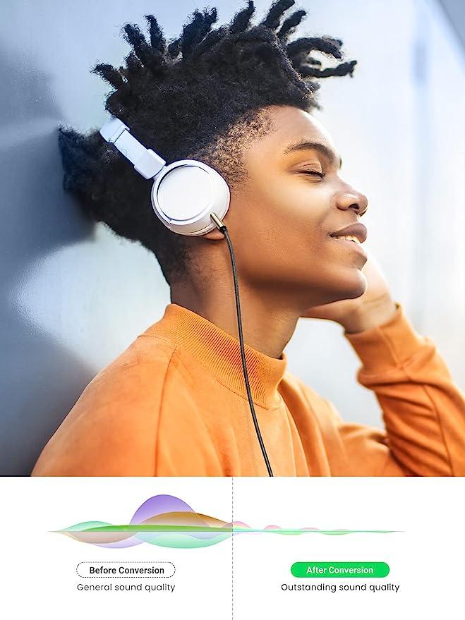 كابل صوت UGREEN 3.5 مم مضفر شبكي بطول 3 متر (رمادي) AV12510605