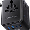 MOMAX GaN 70W 7-in-1 Travel Adapter – USB-C PD 200+ Countries