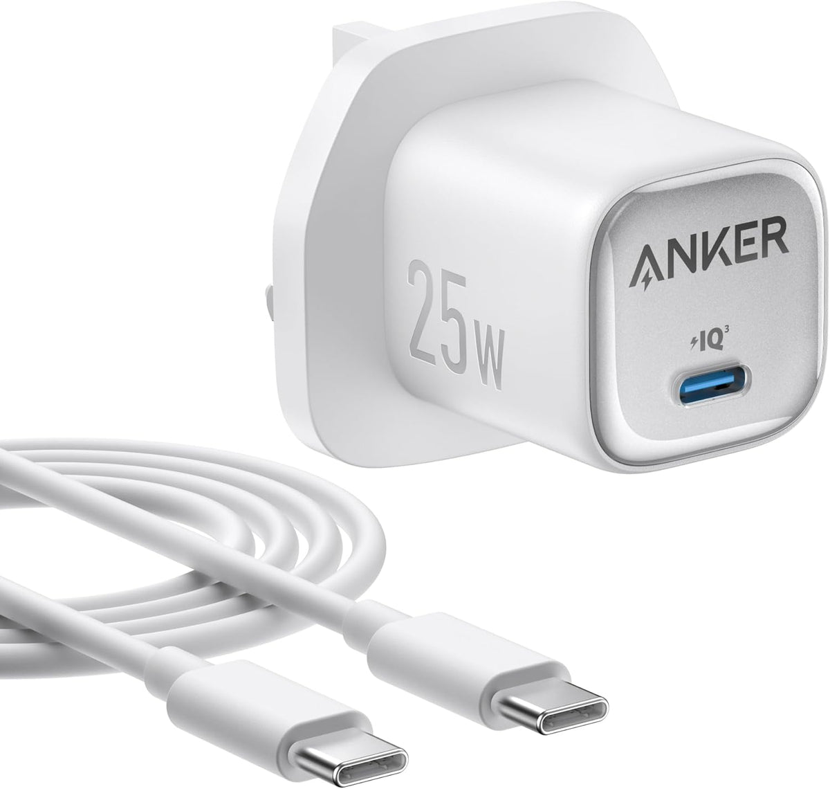 Anker 25W USB C Plug with 5ft Cable - Fast Charging
