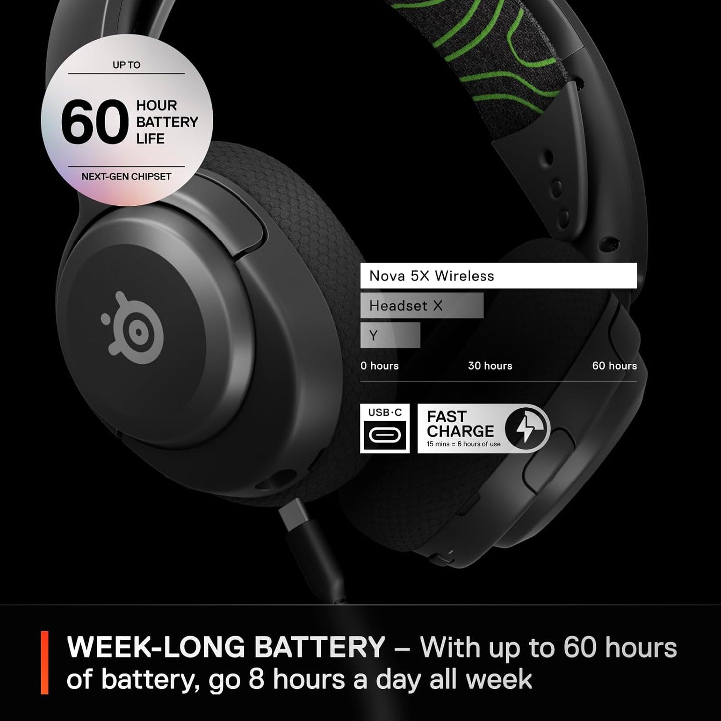 سماعة ألعاب SteelSeries Nova 5X لأجهزة Xbox وPC وPS