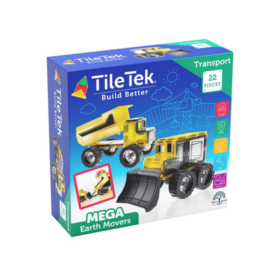TileTek Mega Movers Magnetic Vehicle Building Pack, 22 Pieces, Ages 3+