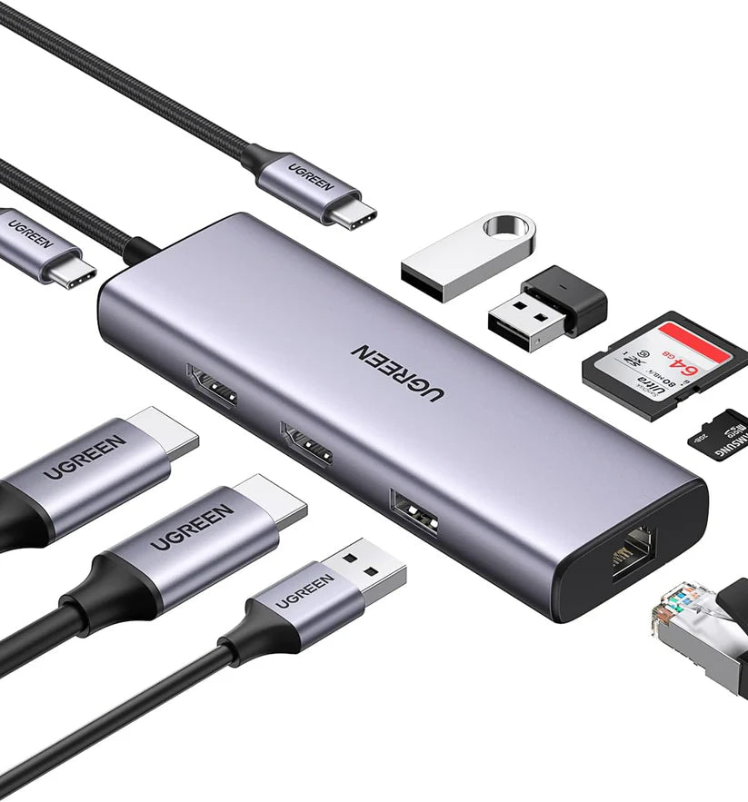 محول UGREEN USB-C متعدد الوظائف 4K 60Hz بـ 10 منافذ