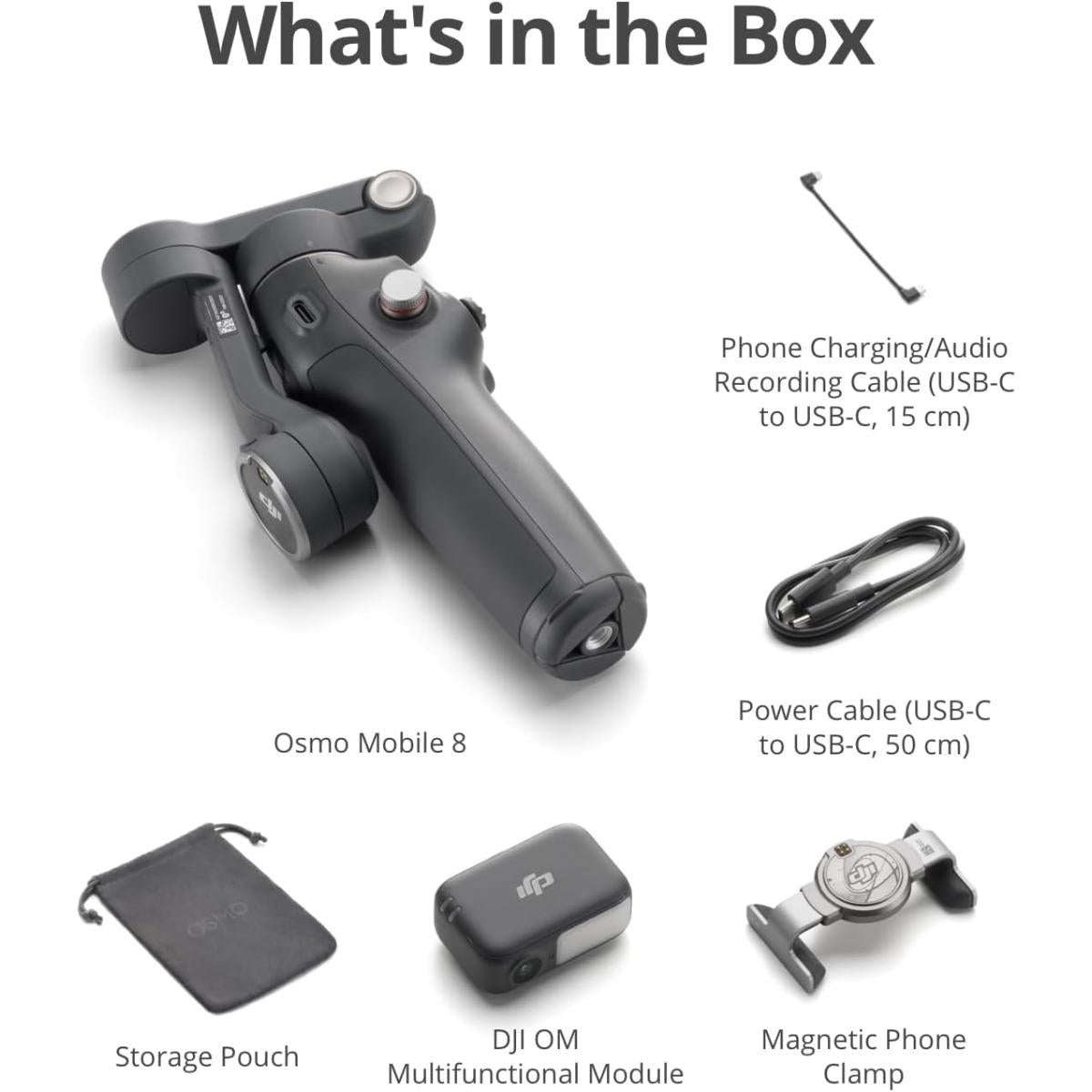 مثبت جيمبال DJI Osmo Mobile 8 للهواتف - تثبيت ثلاثي المحاور، دوران 360 درجة