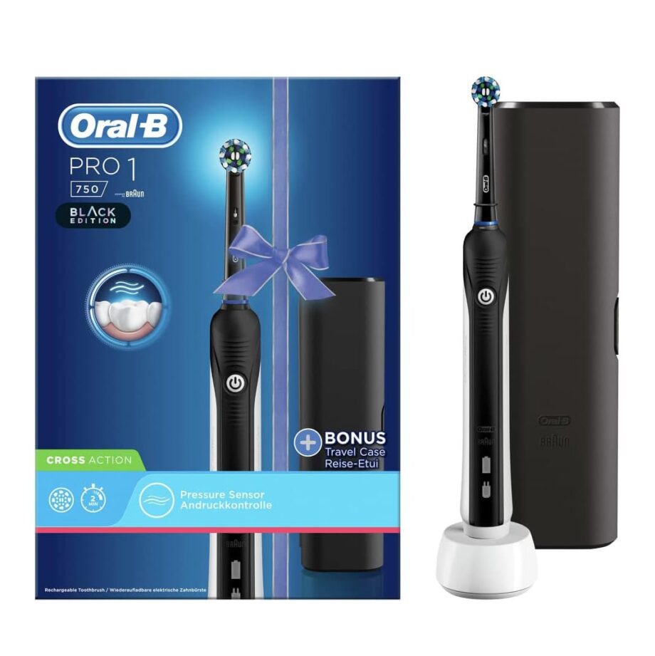 Oral-B Pro 1 750 Rechargeable Electric Toothbrush 1 Head 1 Toothbrush 1 Case - Black