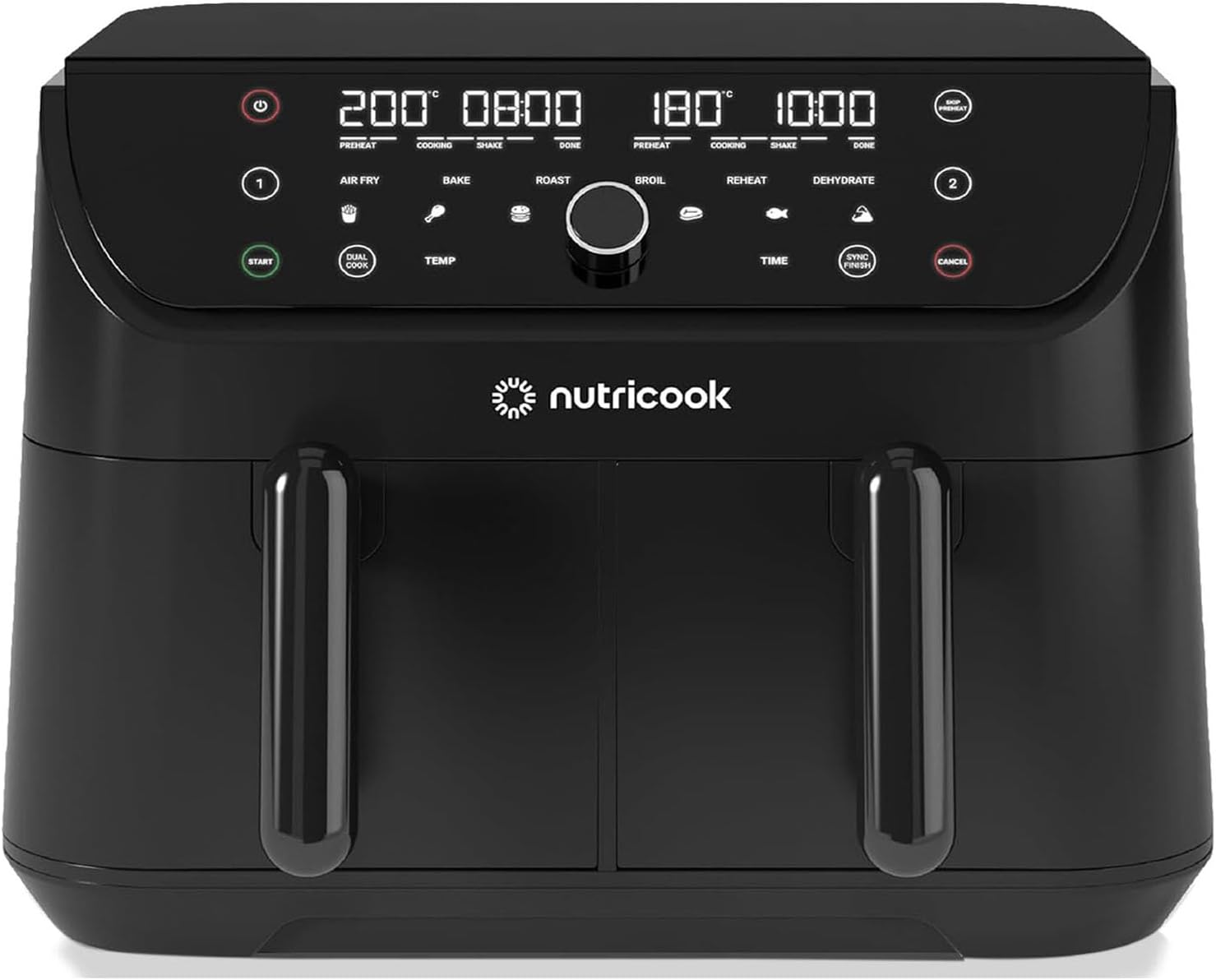 Nutricook Air Fryer Duo 2 Non-Vision 8.5L / Independently Controlled Dual Baskets - Black