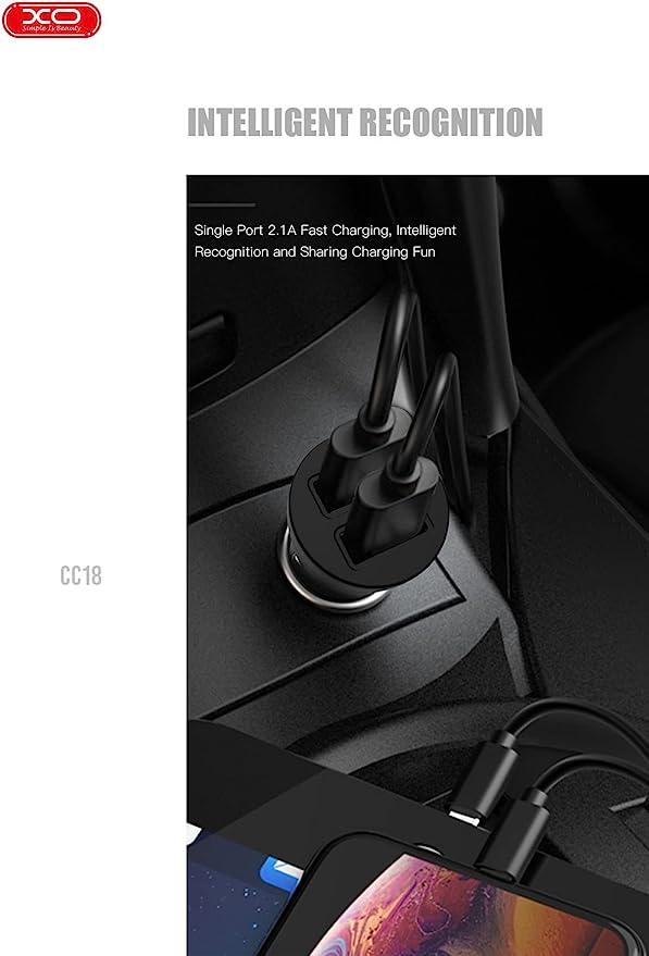 XO TZ08 Mini car car charger set Micro 2.1A - Black