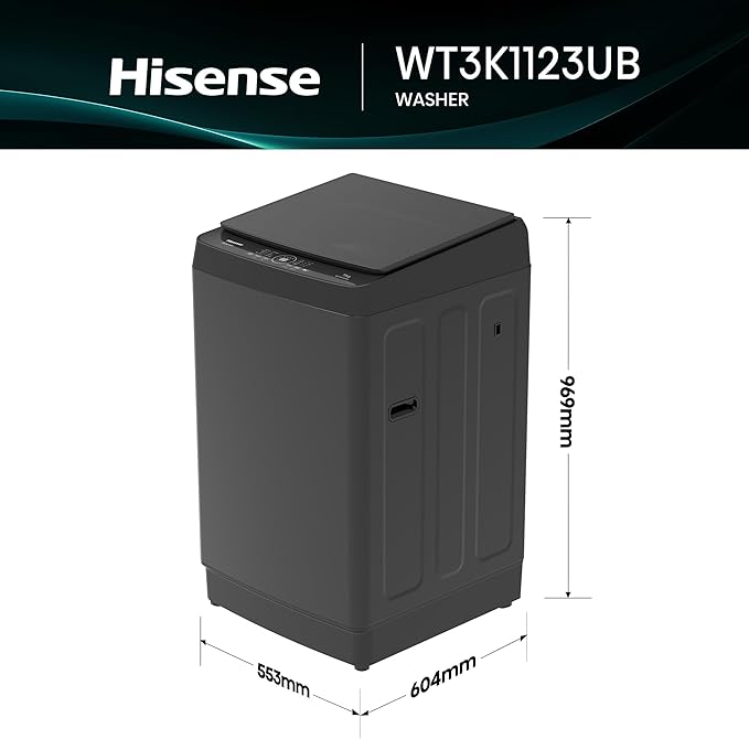 Hisense WT3K1123UB 11KG Top Load Washing Machine - Open Lid View MaxLoad Opening