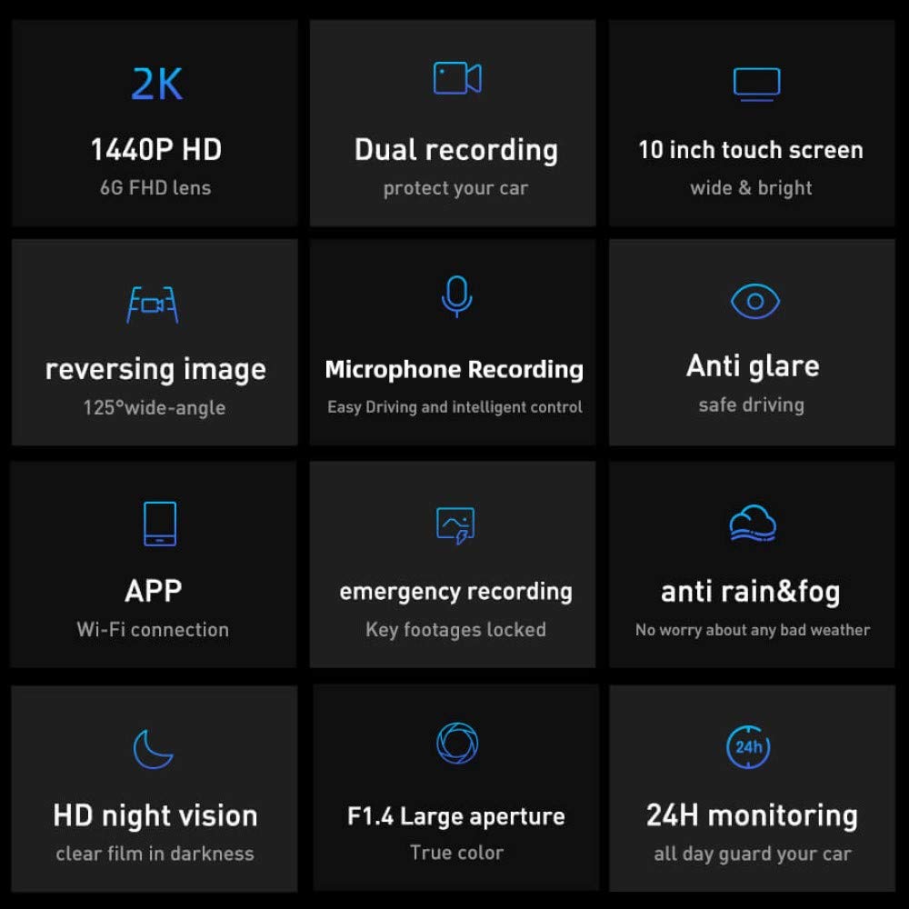 كاميرا ديدي باي اي3 ذات مرآة الرؤية الخلفية ثنائية القناة بدقة QHD 1440 بكسل في الأمام ودقة 1080 بكسل في الخلف