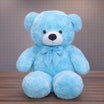 Giant sky blue plush teddy bear 1 meter tall with white muzzle and blue bow tie
