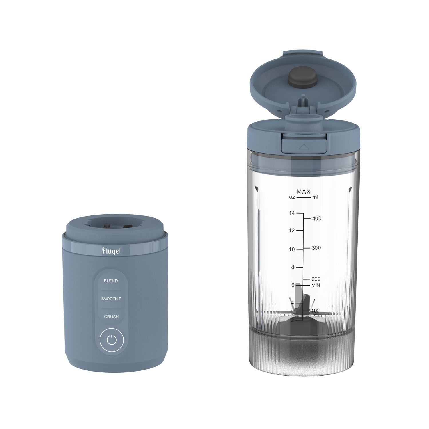 Flugel VitaGo Portable Blender – 180W, 600ml BPA-Free Tritan Cup, USB-C Fast Charging, Stainless Steel Blades | Blue