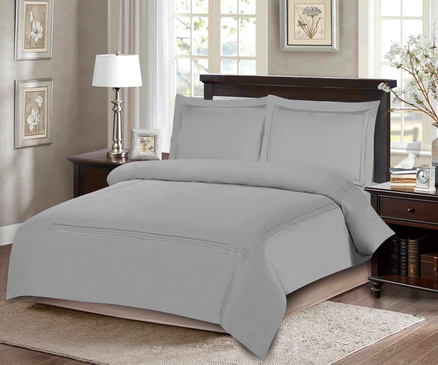 طقم بيت لحاف كوين 4 قطع ARMN Naturesoft – فضي