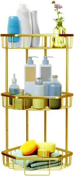 ستاند زاوية 3 رفوف ألمنيوم ARMN Space – ذهبي فاخر