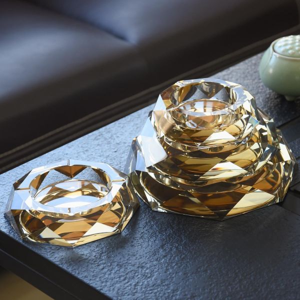 ARMN Century Round 15cm Crystal Glass Ashtray - Hazel
