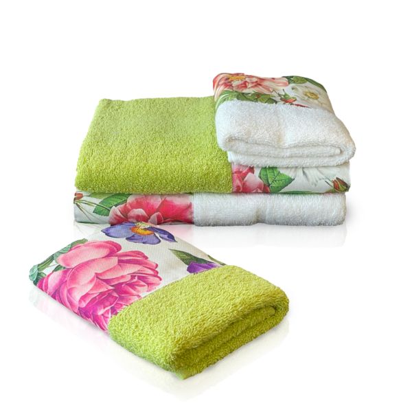 RR 4-Piece Towel Set - Green & White