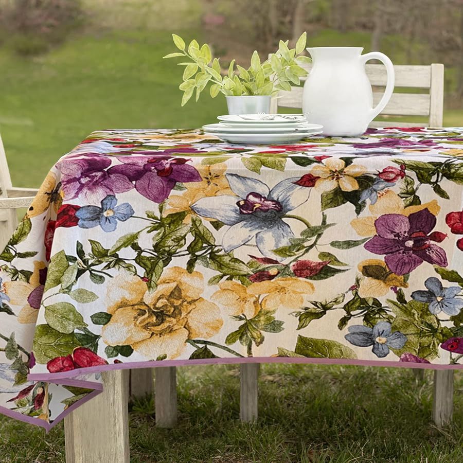 طقم مفرش طاولة 140x180 سم + 7 مناديل من Dreams Fiorellini - بنفسجي