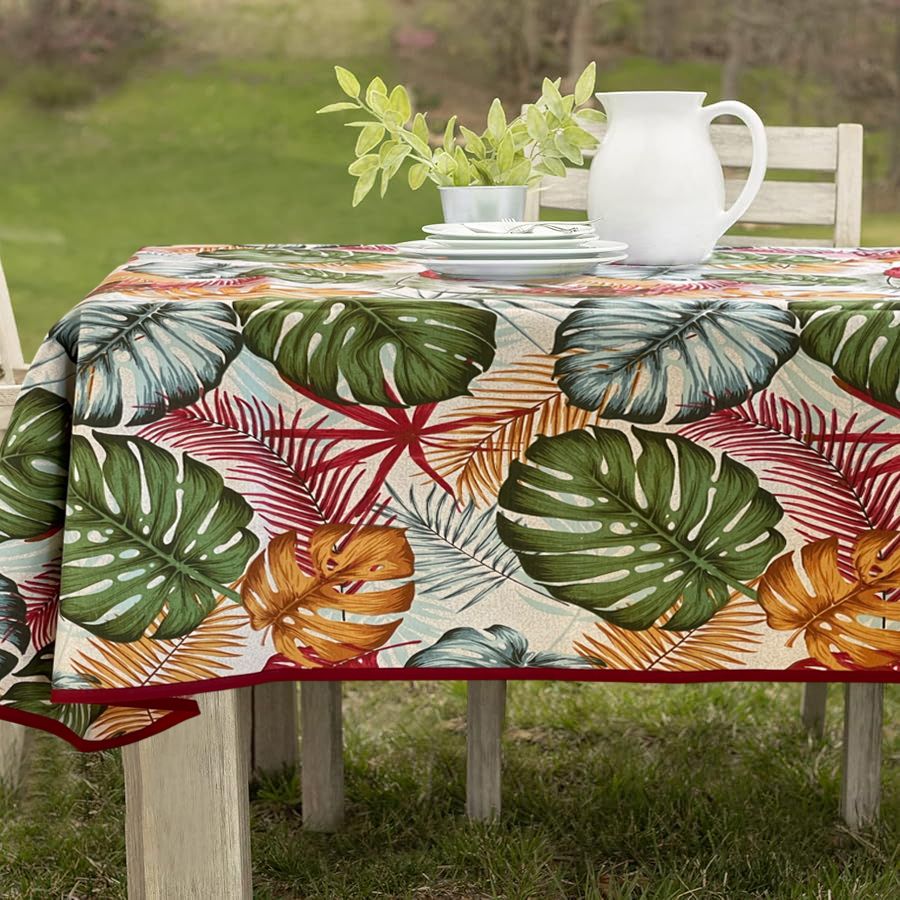 طقم مفرش طاولة 140x180 سم + 7 مناديل من Dreams Tropico - خمري