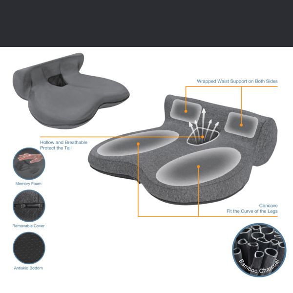 ARMN Pedic Memory Foam Seat Cushion for Lower Back Support