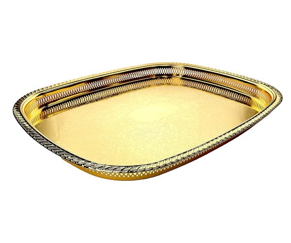 Zolten Rectangular Tray Gold 55.3×40 cm – Elegant Serving