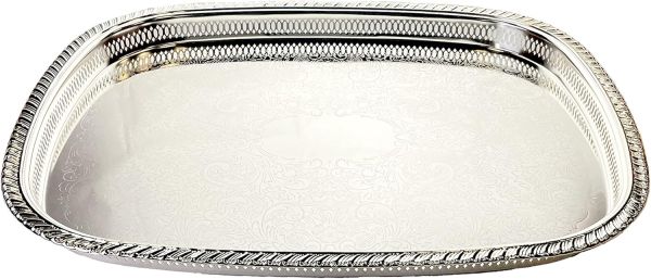 Zolten Rectangular Tray Silver 45.3×34.5 cm – Elegant Serving