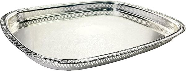 Zolten Rectangular Tray Silver 37.1×29.7 cm – Elegant Serving