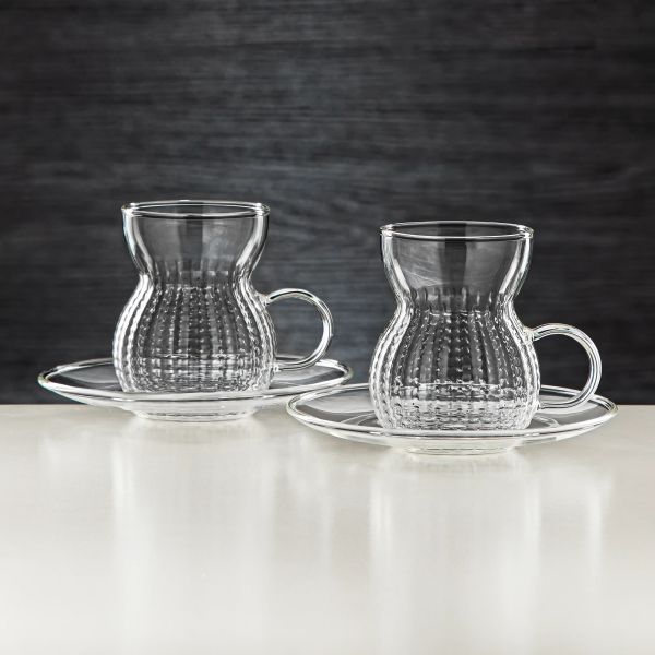 طقم كاسات شاي 12 قطعة زجاج مزين من Almarjan – فخامة الضيافة